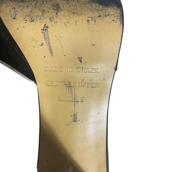 Vintage Black/White Leather Heel Sandal Size 9 - Picture 6 of 8